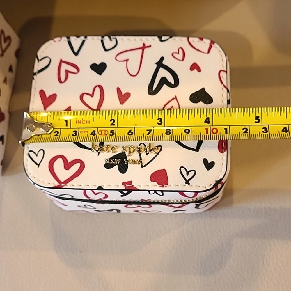 Kate Spade Staci scribble hearts printed travel jewelry box holder Valentine's - Picture 5 of 7